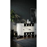 Miramob 4 Kapaklı ve 4 Bölmeli Modern Geniş Şifonyer Konsol Antre Ünitesi 132 cm Antrasit Beyaz