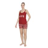 Mirano 1700 Pegasus Kumaş Likralı Askılı Şortlu Çiçekli Takım Pijama Takımı (Bordo, L)