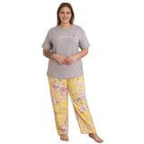 Mirano 4500 Kısa Kollu Çiçekli Süprem Kumaş Büyük Beden Kadın Pijama Takımı