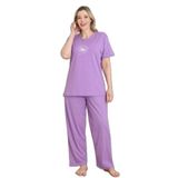 Mirano 4501 Kısa Kollu Lila Süprem Kumaş Büyük Beden Kadın Pijama Takımı, Lila, 2XL