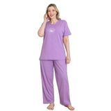 Mirano 4501 Kısa Kollu Lila Süprem Kumaş Büyük Beden Kadın Pijama Takımı, Lila, 3XL
