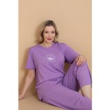 Mirano 4501 Kısa Kollu Lila Süprem Kumaş Büyük Beden Kadın Pijama Takımı