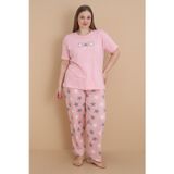 Mirano 4504 Yıldız Desenli Kısa Kollu Pamuklu Penye Büyük Beden Kadın Pijama Takımı