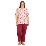 Mirano 4505 Kısa Kollu Penye Büyük Beden Kadın Pijama Takımı, Pembe, 2XL