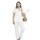 Mirano 6864 Kısa Kollu Süprem Kumaş Düğmeli Kadın Pijama Takımı, Beyaz, XL