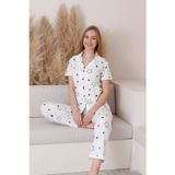 Mirano 6872 Kısa Kollu Yıldızlı Süprem Kumaş Düğmeli Kadın Pijama Takımı
