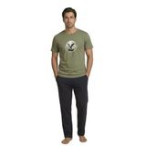 Mirano 8106 Penye Erkek Yazlık Kısa Kollu Cepli Pijama Takımı, Haki, M