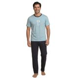 Mirano 8109 Penye Erkek Yazlık Kısa Kollu Cepli Pijama Takımı, Açık Mavi, M