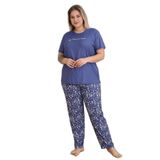 Mirano 9400 Summer Thrill Kısa Kollu Pegasus Büyük Beden Kadın Pijama Takımı, Lacivert, 4XL