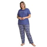 Mirano 9400 Summer Thrill Kısa Kollu Pegasus Büyük Beden Kadın Pijama Takımı, Lacivert, XXL