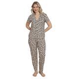 Mirano 9509 Leopar Desenli Pegasus Kumaş Düğmeli Kısa Kolu Kadın Pijama Takımı, Leopar, L
