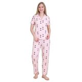 Mirano 9511 Kalpli Pembe Pegasus Kumaş Düğmeli Kısa Kolu Kadın Pijama Takımı, Pembe, M