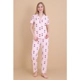 Mirano 9511 Kalpli Pembe Pegasus Kumaş Düğmeli Kısa Kolu Kadın Pijama Takımı