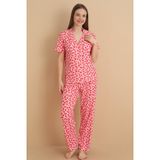 Mirano 9513 Desenli Pegasus Kumaş Düğmeli Kısa Kolu Kadın Pijama Takımı