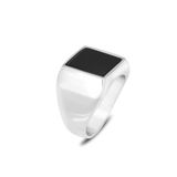 Mirari Jewelry Kare Oniks Taşlı Sade Model Erkek Yüzük | Premium 0,40 Mikron Gümüş Kaplama