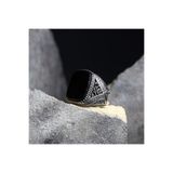 Mirari Jewelry Oniks Taşlı Desenli Erkek Yüzük | Premium 0,40 Mikron Gümüş Kaplama