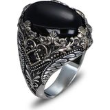 Mirari Jewelry Oniks Taşlı Erkek Yüzük Vintage Tasarım | Premium 0,40 Mikron Gümüş Kaplama - 34
