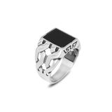 Mirari Jewelry Oniks Taşlı Küba Örgü Model Erkek Yüzük | Premium 0,40 Mikron Gümüş Kaplama