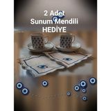Miras Home Hediyeli Nazar Boncuklu 2 Kişilik Porselen Kahve Seti (2 Adet Nazar Boncuklu Sunum Mendili Hediyeli) - Beyaz - 100 ml