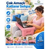 Miras Home Katlanabilir Laptop Sehpası, Aktivite Masası, Hobi Sehpası (Laptop, Kahvaltı, Ders Çalışma Masası) - Pembe
