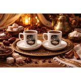 Miras Home Semazen Baskılı 2 Kişilik Porselen Kahve Seti (Konya Mevlana Hediyelik Fincan) - Beyaz - 100 ml