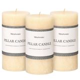 MIRASCENTS 3x6 İnç Fildişi Sütunlu Mumlar 3'lü Set - Elle Dökülen Kokusuz Mumlar, Uzun Temiz Yanma, Büyük Büyük Mumlar, Yemek Masası için Dumansız Damlatmaz Mumlar, Düğün, Ev, Banyo, Rustik Dekor