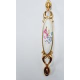 MİRAY 96 mm Metal Gold porselen çiçek desenli / 5 ADET