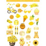 Miray Craft 1 Sayfa Sarı Temalı 12*17 cm Sticker /scrapbook, Bullet Journal, Planlayıcı, Defter Için - -- - 12x17cm