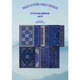 Miray Craft 17'li Otantik Mavi Halı Desenli A5 Boyutunda Yapışkanlı Scrapbook Kağıt Seti