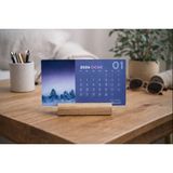 Miray Craft 2026 Manzara Masa Takvimi | Minimal Tasarım | Ahşap Standlı | Parlak Fotoğraf Kağıdı 16X9 cm