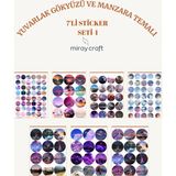 Miray Craft 7 Sayfa Yuvarlak Gökyüzü ve Manzara Temalı Sticker Seti (12*17 Cm) - -- - 12x17cm