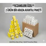 Miray Eczanelere Özel Mega Paket-Eczane Etiket Sarı 40x60 MM 500 Sarım 20 Rulo + 56*30 MT Termal Pos Rulosu (100 Adet) 2 Ürün Bir Arada
