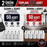 Miray Özel Set 56X30 mt (5 Paket) + 80X40 mt (5 Paket) -Yüksek Kaliteli Termal Pos Rulosu ve Adisyon Fişi
