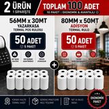 Miray Özel Set 56X30 mt (5 Paket) + 80X50 mt (5 Paket) -Yüksek Kaliteli Termal Pos Rulosu ve Adisyon Fişi