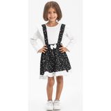 Miray Pazen Çocuk Sonbahar ve Kışlık Salopet Etek Çıtır Desen Beyaz Byz - 4 - 5 Yaş