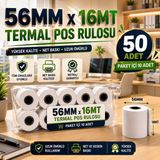 Miray Rulo 56MMx16MT - 50 Adet (5 Paket)- Yazarkasa Termal POS Rulosu - Yerli Üretim - Tam Metraj Garantili