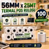 Miray Rulo 56MMx25MT - 100 Adet (10 Paket)- Yazarkasa Termal POS Rulosu - Yerli Üretim - Tam Metraj Garantili