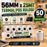 Miray Rulo 56MMx25MT - 50 Adet (5 Paket)- Yazarkasa Termal POS Rulosu - Yerli Üretim - Tam Metraj Garantili