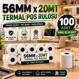 Miray Rulo Yazar Kasa Pos Rulosu Termal 56MMX20MT Termal Pos Rulosu 100 Adet