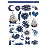 MirayDesign 1 Sayfa Mavi Renk Temalı 12*17 cm Sticker /Scrapbook, Bullet Journal, Planlayıcı, Defter İçin