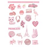 MirayDesign 1 Sayfa Pembe Temalı 12*17 cm Sticker /Scrapbook, Bullet Journal, Planlayıcı, Defter İçin