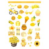 MirayDesign 1 Sayfa Sarı Temalı 12*17 cm Sticker /Scrapbook, Bullet Journal, Planlayıcı, Defter İçin