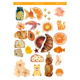 MirayDesign 1 Sayfa Turuncu Renk Temalı 12*17 cm Sticker /Scrapbook, Bullet Journal, Planlayıcı, Defter İçin