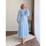 Miraydin Butik Kadın Kolu Fırfırlı Modal Elbise M2648 - Bebe Mavisi - XL