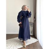 Miraydin Butik Kadın Kolu Fırfırlı Modal Elbise M2648 - Lacivert