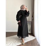 Miraydin Butik Kadın Kolu Fırfırlı Modal Elbise M2648 - Siyah