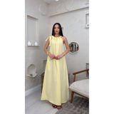 miraylawear FAYE SARI RENKLİ BOYUNDAN BAĞLAMALI SALAŞ TARZ KADIN MAXİ ELBİSE