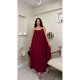 miraylawear LUNA BORDO RENKLİ ASKILI SALAS KADIN MAXİ ELBİSE