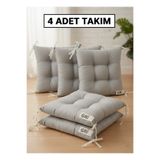 Mirayra Tekstil 4'lü Bahçe, Balkon, Salon Sandalye Minderi, Bağcıklı