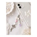 MİRAZ TASARIM Fiyonk Yıldız Telefon Charmı | Kamera Charmı | Kawaii Telefon Süsü | Cute Girl Y2K Telefon Aksesuarı | Pembe Beyaz Charm